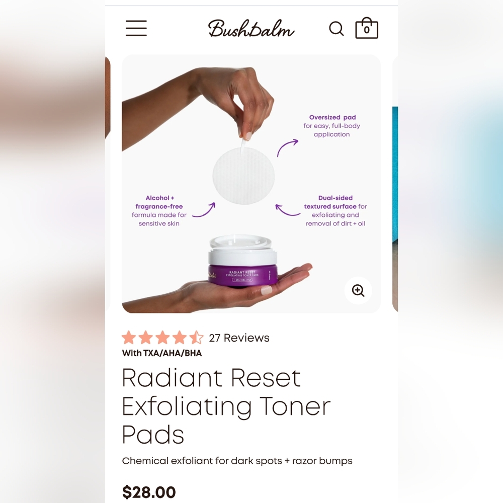 BUSHBALM Radiant Reset Exfoliating Toner Pads - Picture 2 of 5